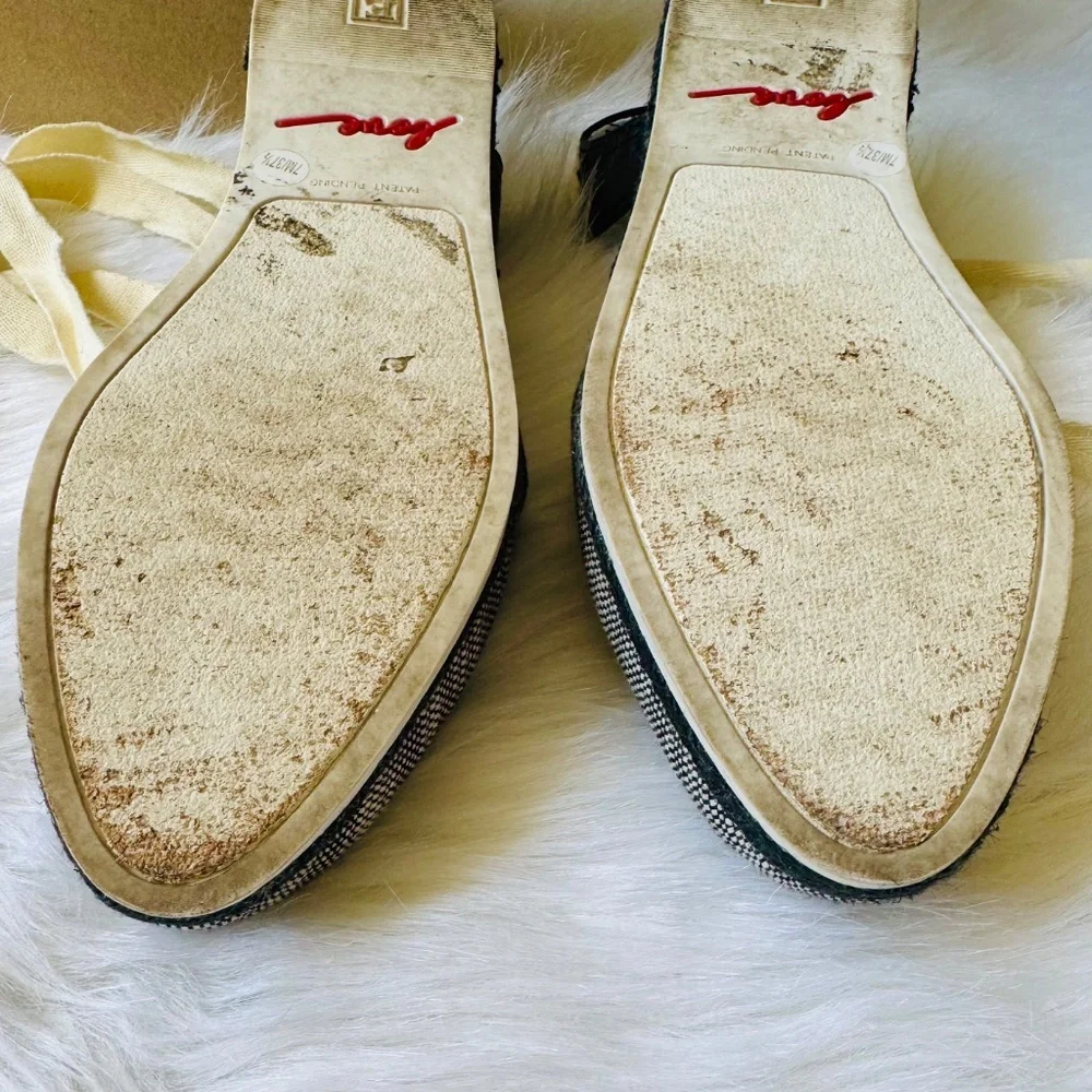 ED by Ellen DeGeneres Lourana‎ Ankle Wrap Black and White Espadrilles Size 7M